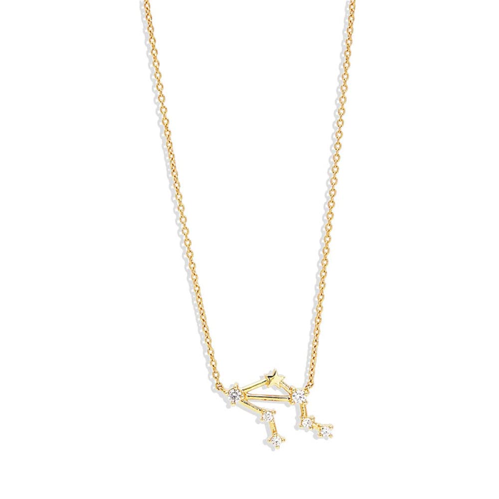 Collar de Plata para Mujer, Collar de Plata esterlina S925 Horóscopo Libra Signos del Zodiaco circón Piedra Natal Moda Joyería Regalo for mamá niños niñas
