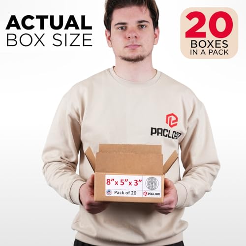 Image of Small Cardboard Boxes 8 inchL x 5 inchW x 3 inchH (Pack of 20) - USA-Made Packing Boxes for Moving, Shipping, or Storage - USPS, UPS, FedEx Approved - Professional Packing Supplies for Moving
