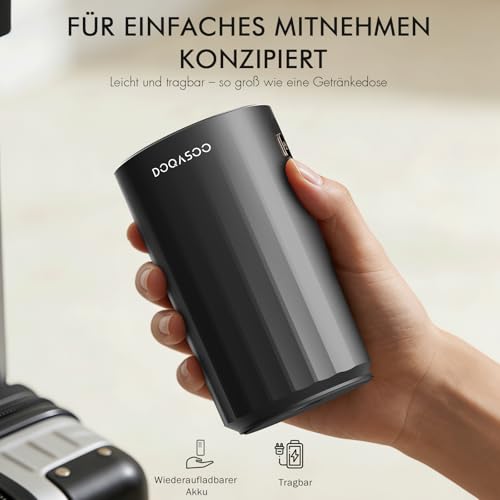 DOQASOO Wasserloser Aroma Diffuser Kabellos, 96H Akku, Leiser Diffusor für Ätherische Öle Ohne Wasser Mit Timer & 4 Nebel Ebenen- Tragbar für Zuhause, Büro & Auto
