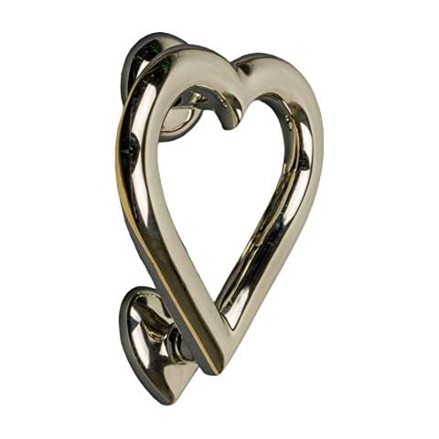 Love Heart Door Knocker for Front Door | Polished Solid Brass Knockers with Strike Plate | UPVC | Love Heart Front Door Furniture with a Unique Design (Silver) Cover