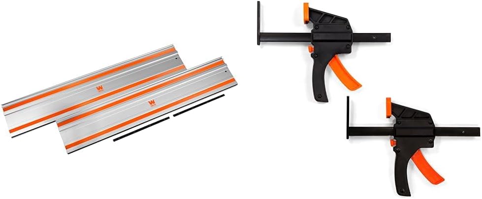 WEN CT9502 100-Inch Track Saw Track Guide Rail and Adapters & 36053C 6" Quick Release Track Saw Clamps (2 Pack)