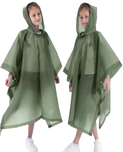 Image of Rain Poncho for Kids(2 Pack) Waterproof Reusable EVA Raincoat One Size Rain Jackets for Children,Boys and Girls