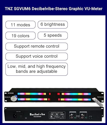 Decibelvibe TNZ SGVUM6 Audio Graphic Vu Meter With Rear Rca + 3.5 Auxiliary Input And Output, Wireless Input Through A Built-In Microphone, With 19 Colors For Home thumb #4