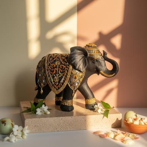 Image of eCraftIndia Elephant Statue Showpiece for Home Decor Office Table | Animal Figurines Good Luck Gift for Housewarming Birthday