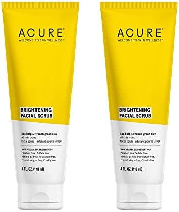 Acure Organics Brightening Facial Scrub, 4 fl. oz, Pack of 2