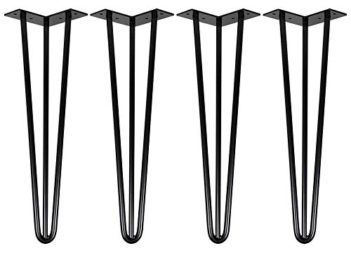 Preisvergleich Produktbild Stahl 4er Set Tischbeine Haarnadel Möbelfuß Hairpin 45 cm Schwarz V2Aox