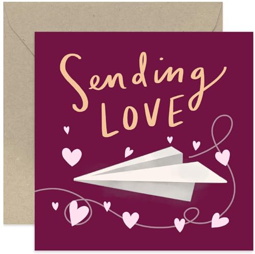 Old English Co. Cute Thinking Of You Card for Female Friend - 'Sending Love' Card for Him Her - Sympathy Sorry Card for Men Women - Condolences, Support, Get Well, Miss You | Blank Inside Envelope
