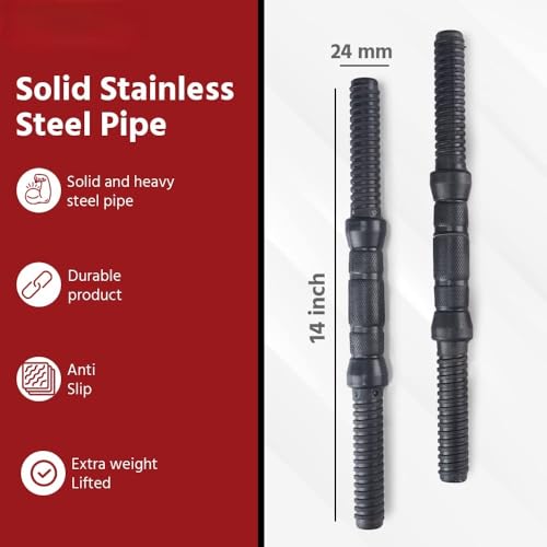 Image of LIONER Dumbbell Rods with Connectors (24mm Diameter) |Barbell Rods Weight Lifting Strength Training & Exercise Fitness, Equipment for Home Gym Workout