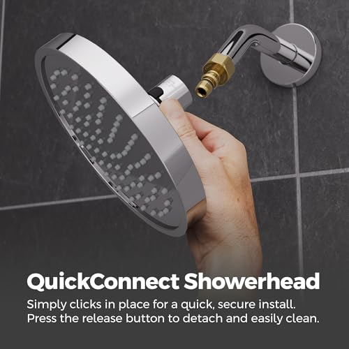 Pfister Universal Shower Head with QuickConnect Adapter, Single-Function, Round, 1.75 GPM, Polished Chrome Finish, 015WS2UT02QC" by Pfister - Used condition - Image 2