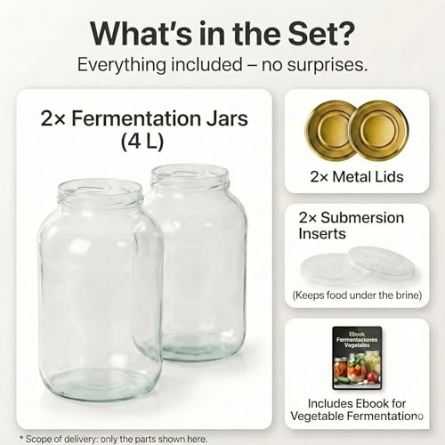 Tarros de fermentación de vidrio borosilicato myFERMENTS con tapas esterilizables 3