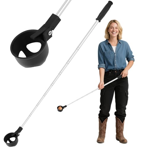 Egg Grabber for Chicken Eggs – Extendable Egg Picker Tool with Anti-Slip Handle, 15–78" Long Grabber Reacher Tool for Picking Eggs from Coop, Poultry Nest, and Farm Use