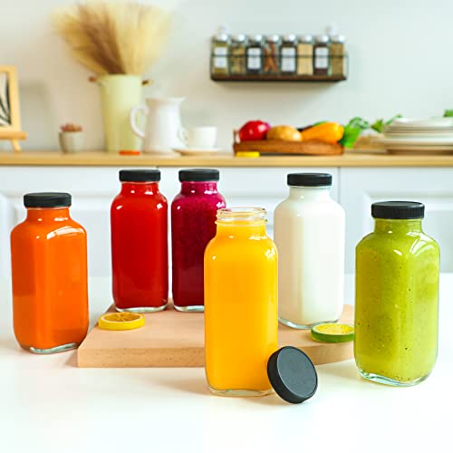Moretoes BULULUO2022062201 16Oz Juice Bottles, Clear Glass Jars thumb #6