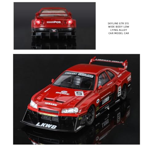 Image of PLUSPOINT Diecast Metal Skyline LB-ER34 Super Silhouette RHD Liberty Walk-Edition Sports Car 1:24 Scale Simulation Model Alloy Toy car with Openable Doors & Light, Music Toy Vehicle for Kids, Adults