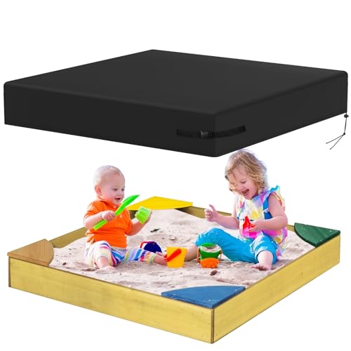 Yexcend Sandbox Cover, 800D Oxford Cloth Waterproof Outdoor Square Sand Box Cover for Kids, Protect Sandbox Sand and Toys(Black,72