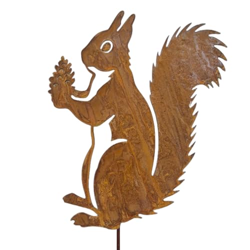 MOAZIFI Eichhörnchen Deko Gartenstecker, Rostfiguren für den Garten...