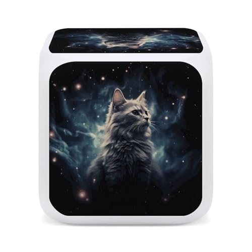 Reloj despertador digital LED de gato en la nebulosa con luz nocturna 5