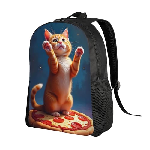 Daypack With Adjustable Straps Cat On Pizza Lightweight, Large Capacity Backpack For Adult 16 Inch2