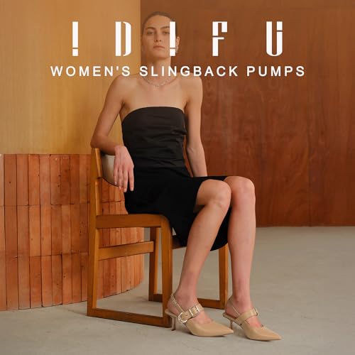 IDIFU IN3 Kitten Heels Slingback Closed Pointed Toe Low Pumps Dress Shoes for Women Bride Ladies Guest Comfortable Dressy Formal Cute Wedding Office Work Business Buckle Heels Pumps2