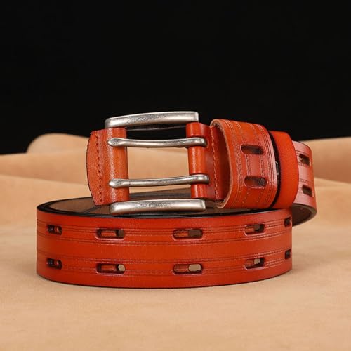 Heavy Duty Full Grain Leather Belt-1 3/8" Wide Double Prong Buckle, Two Holes Handmade Work or Casual Belts for Jeans2