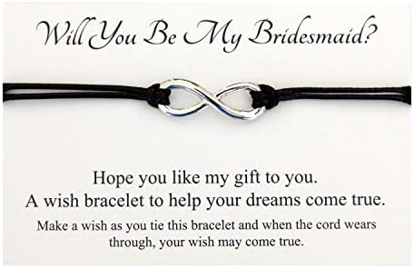 Handmade Infinity charm Wish bracelet for family friends wedding teacher,Come With Organza Gift bag,(Handmade in UK) (Will You Be My Godmother)
