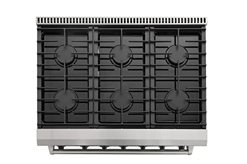 Thor Kitchen 36 In. Freestanding Gas Range Lrg3601U With 6 Sealed Burners, 6.0 Cu. Ft. Oven, Free Standing Storage Drawer, Cast Iron Grate In Stainless Steel #TOP3
