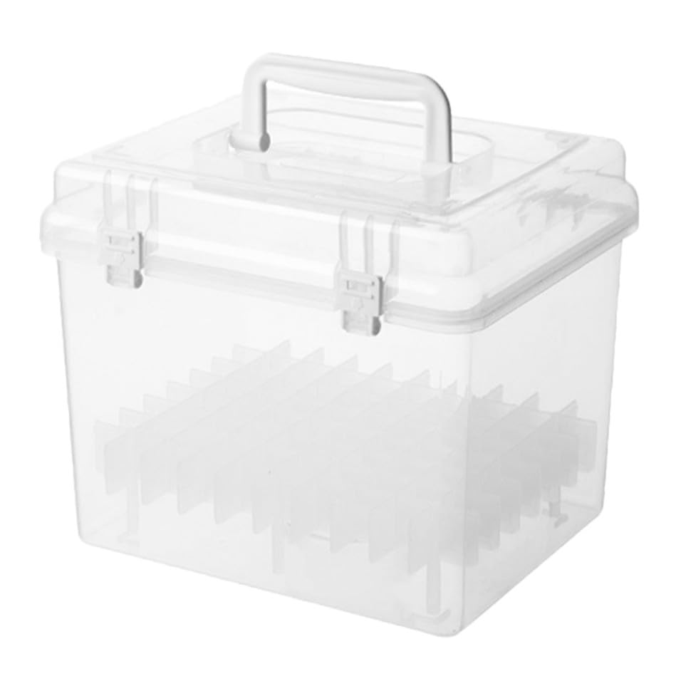 LALAFINA Portable Marker Storage Organizer Box with Individual Slots and Handle, Plastic Pen and Art Supplies Holder for Desk and On-the-go Use, Easy to Transport and Keeps Markers Neatly