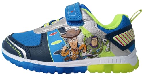 Disney Boy's Toy Story Woody Buzz Lightyear Light Up Sneakers (Navy/Lime, Numeric_7)2