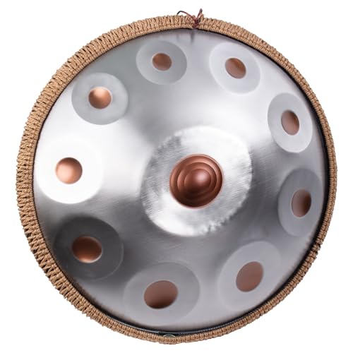 Amkoskr 19 Inch Handpan Drum for Adults, Premium D Minor Kurd Handpan Instrument with 10 Precision-Tuned Notes, 432HZ Hand Pan Drum for Beginner's Performance