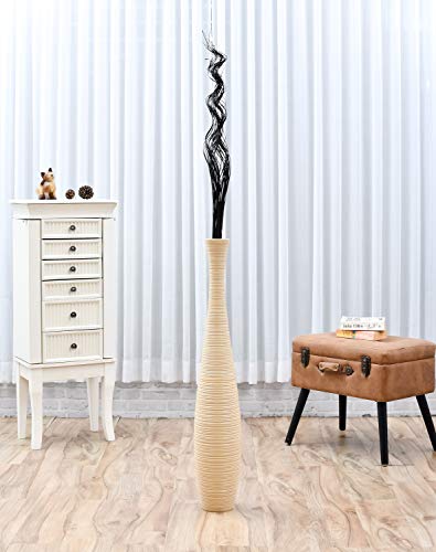 Image of Leewadee Wavy Palm Leaves - Loose Decor Twigs for Floor Vases, Colored and Dried Arrangements for Home and Business Decorations, 39 inches, Black Brown