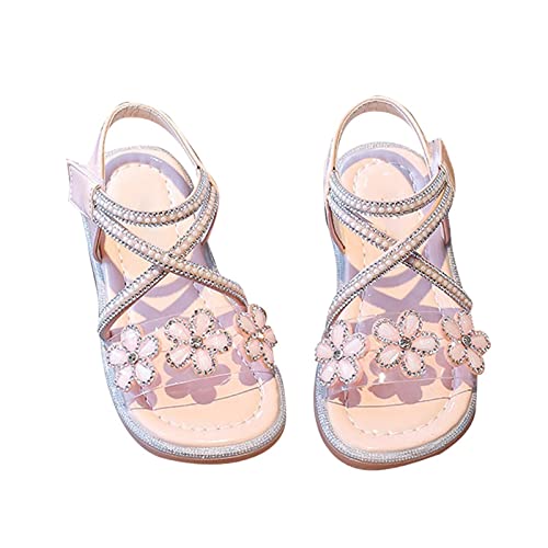 sfdgfhyf Little Girls Low Heel Foot Warmer Big Kids Girl Sandals Summer Crystal Flower Design Shoes Daily Breathable