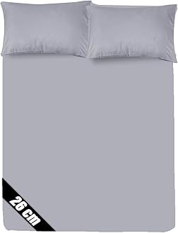 Sunshine Comforts Microfiber Fitted Sheets Breathable, Anti Wrinkle 26cm Deep Pocket Single Bed Sheets Silver Bedding & Linen- Single Bedding 90 X 190 CM Single Fitted Sheet