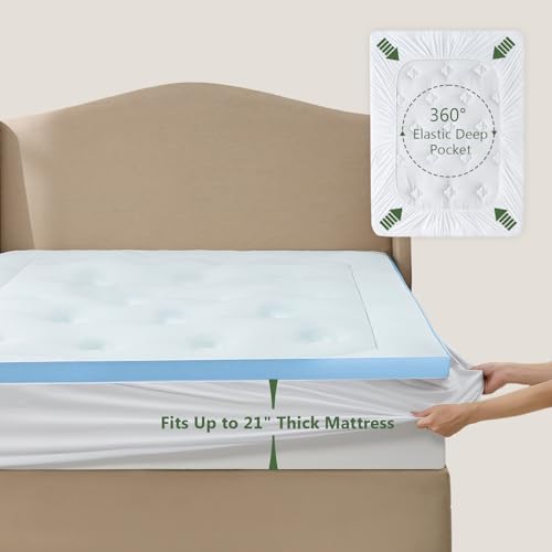 Image of Hansleep California King Mattress Topper Memory Foam, Mattress Pad