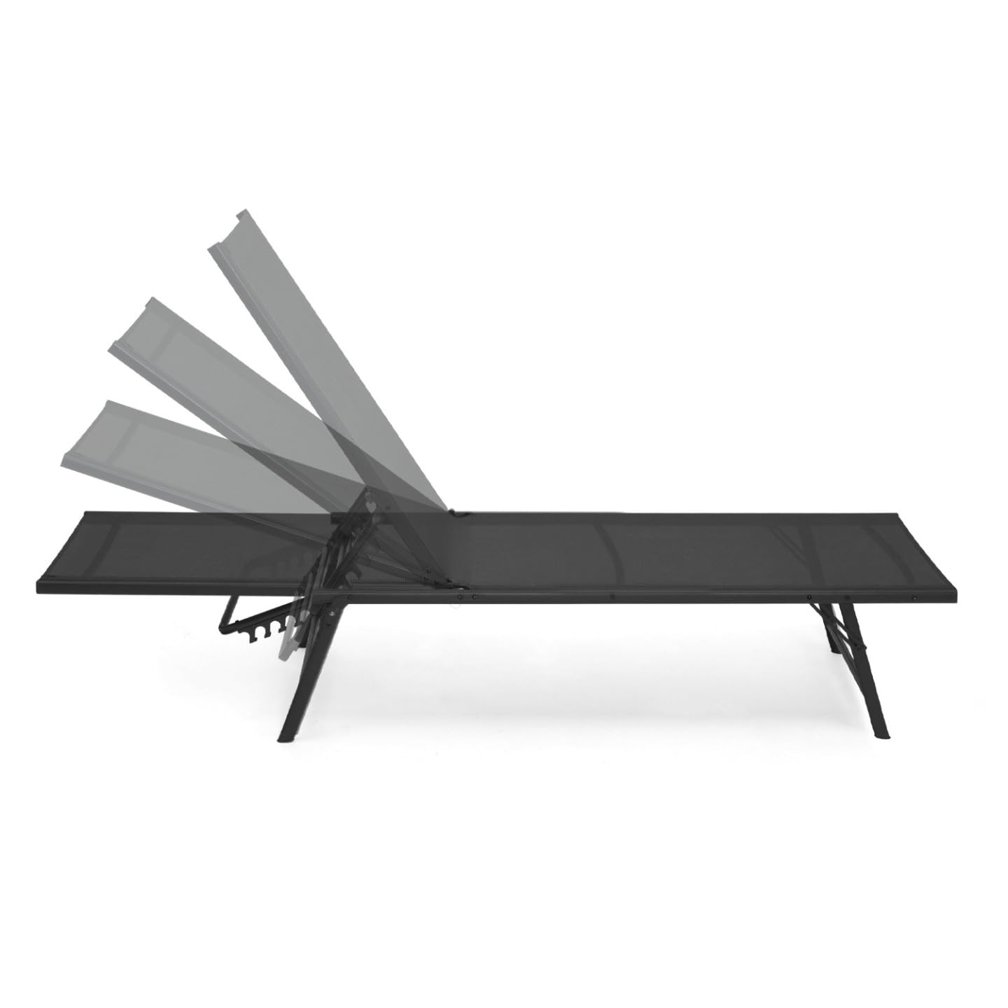 IDMarket - Lot de 2 transats de Jardin inclinables Kailua en Acier Noir et Toile Noire