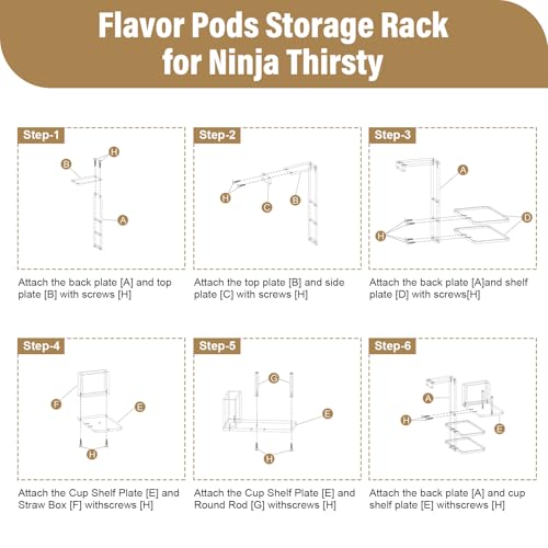 Flavor Pods Holder Compatible With Ninja Thirsti,4-in-1 Flavor Storage Holder with Straw Slot & Cup and Lid Storage,Side-Mounted Wooden Organizer Holds 20 Pods for Ninja Thirsti WC1001 Drink System - Thumbnail 7