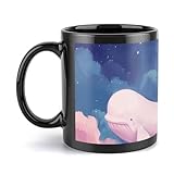 RTBKLYQ Tasse Teetasse Wal Wolken gedruckt Keramik Teebecher Kaffee Becher mit Henkel Latte Becher 350ml Uni