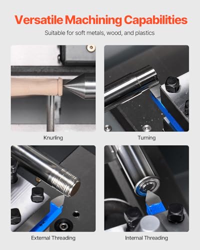 VEVOR High-quality Metal Lathe, 8 x 16 in, 550W Benchtop Lathe Machine, 0-2500 RPM Variable Speed, with 0.0003 in Spindle Accuracy Metal Gear, for Precision Parts Thread Soft Metals Wood