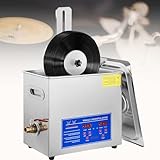 ビニールレコード超音波洗浄機、180W自動回転両面LP洗浄機、8個ワンタイム、0〜30分タイマー付きプロ仕様レコード洗浄機