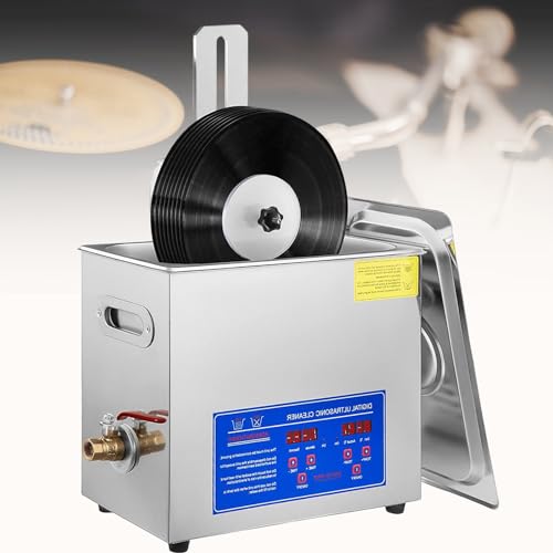 Pulitore ad ultrasuoni con rotazione automatica e timer, macchina per la pulizia profonda di gioielli, dischi in vinile, orologi, occhiali e altro, ideale per uso domestico e professionale