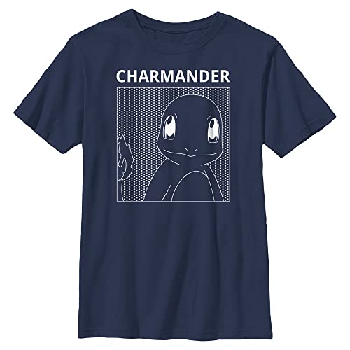 Pokemon Kids Charmander Comic Box Boys Short Sleeve Tee Shirt