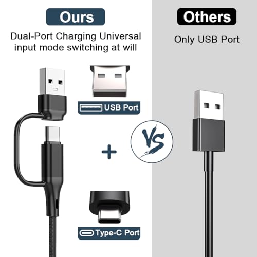 Image of ZORBES Charger for Fitbit Sense 2 /Sense /Versa 4 /Versa 3, 2 in 1 USB C /A Charging Cable for Fitbit Sense 2 /Sense /Versa 4 /Versa 3 Smartwatch, 3.3Ft /100cm Portable Charger Dock Cord