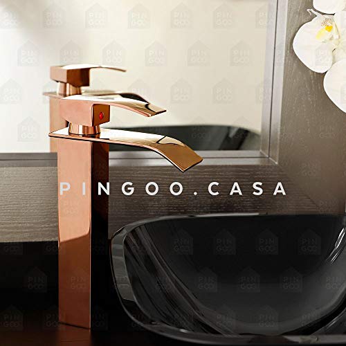 Torneira para banheiro cascata misturador monocomando alta Paraná Pingoo.casa - Dourado rose
