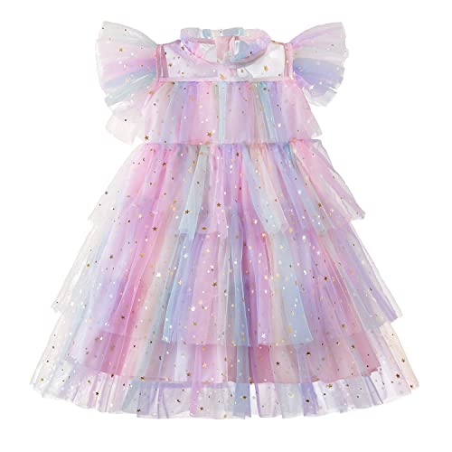 NNJXD Little Girl Tutu Dress Tulle Ruffles Flower Girls Wedding Party Dresses