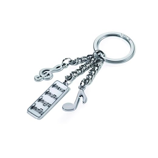 Llavero Música, con 3 dijes: nota musical, clave de sol, sinfonía, metal fundido