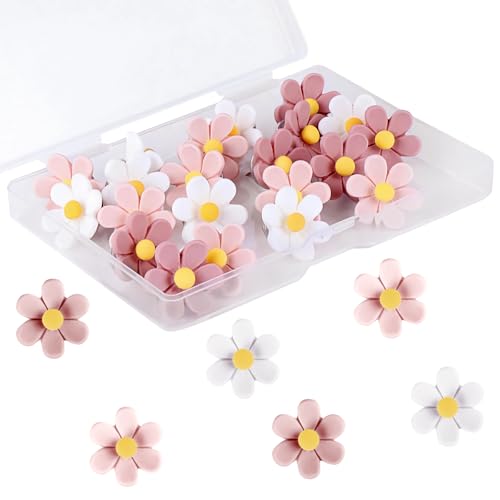 Casbomy 30 Stück Blumen Reißzwecken Heftzwecken Blumen Pinnnadeln für Korktafeln Pins für Pinnwand Dekorative Stecknadeln Reißzweckenbrett Pinnwand für Büro Schule Zuhause