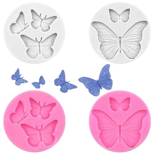4 Pcs Butterfly Silicone Molds Mini Butterfly Fondant Mold Cute Soap Epoxy Resin Mold Sugarcraft...
