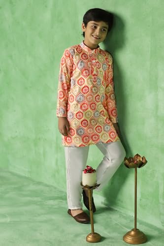 Image of Fashion Dream Boy's Cotton Blend Printed Kurta Pant Set|Kurta Set|Kurta And Pant Set|Kids Ethnic Set|Ethnic Set