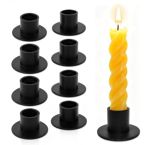 FLOWERUN 8 Stück Kerzenständer Schwarz, Metall Kerzenhalter Für Stabkerzen, Moderne...