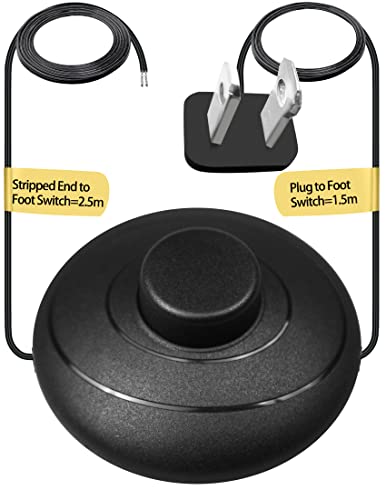 Image of 13.1ft /4m On /Off Extension Cord Foot Switch Pedal, Switch in Middle of Cord, 2-Prong Polarized Plug and Plug in Outlet AWG18 250VAC Step Switch Floor Lamp Christmas Tree Light Push Button