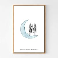 Framed Canvas Wall Art Blue Moon Canvas Prints Home Artwork Decoration for Living Room,Bedroom - 16x24 inches