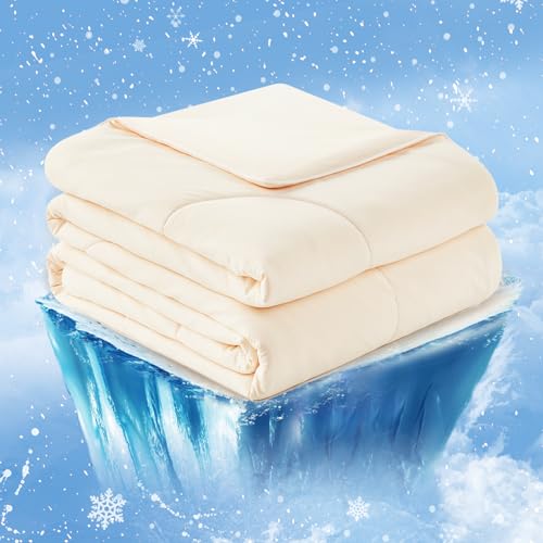 Cozy Bliss Cooling Comforter King Size, Cooling Blankets for Hot Sleepers and Night Sweats, Yellow Summer Comforter for King Size Bed, Breathable Soft Lightweight Silk Smooth